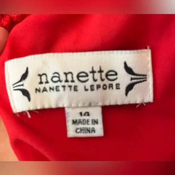 Nanette Lepore Pleated Elastic Waist Lined Dress Red Size 14 - Picture 10 of 10